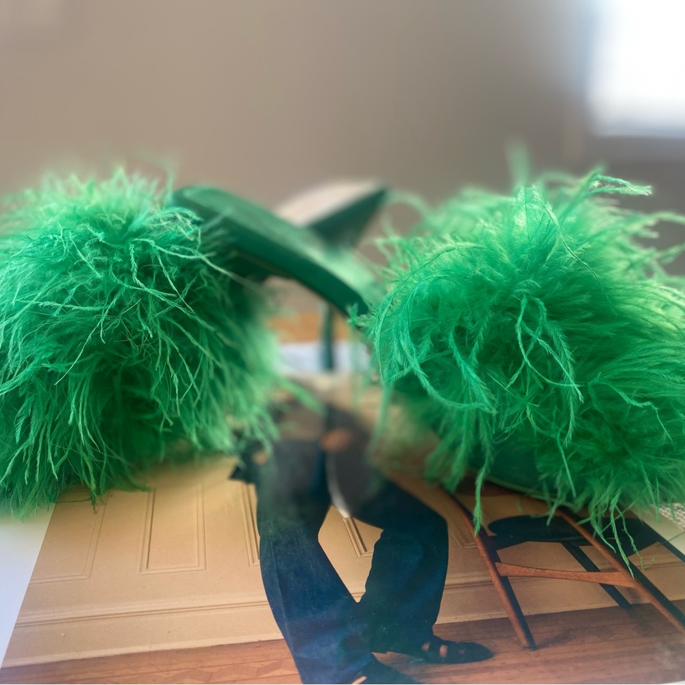 Green Feathered Heels